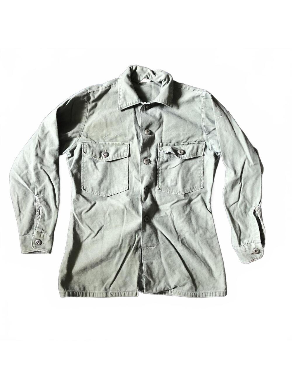 Vintage US Army OG 107 Cotton Sateen Military Shirt